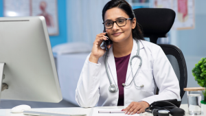 Doctor talking on the phone