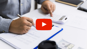 Person reviewing financial docu