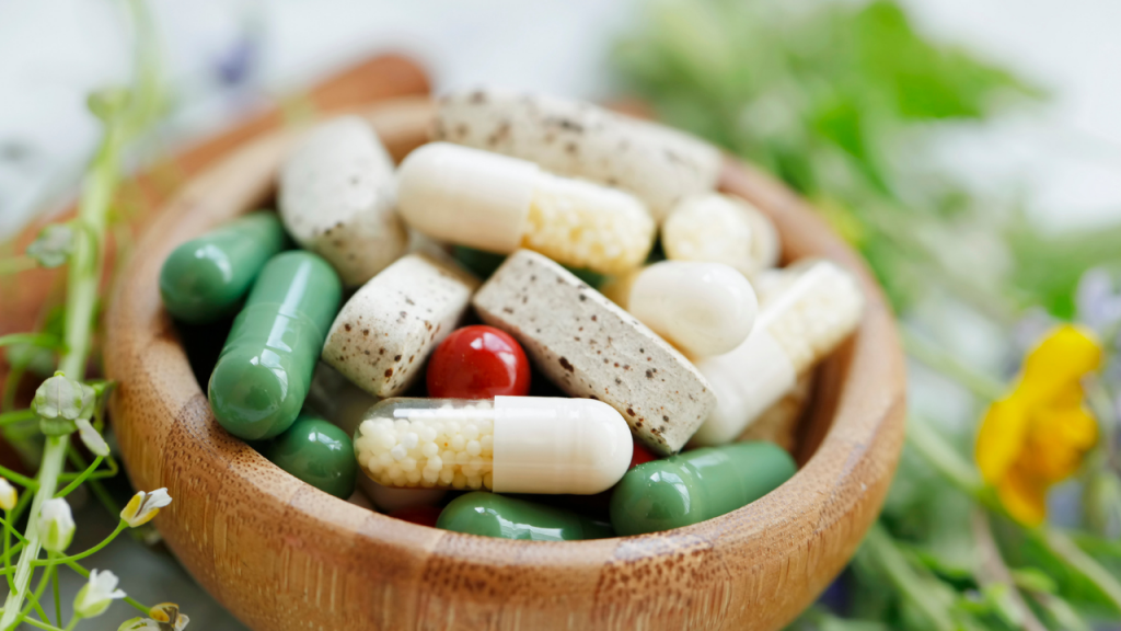 Supplements in a bowl