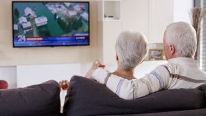 Older couple watching tv