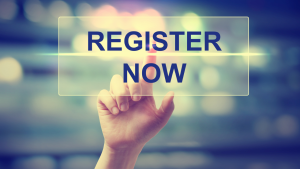 Finger hovering over "Register Now"