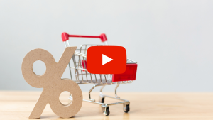 Shopping cart and a percentage sign