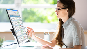 Professional reviewing medical coding
