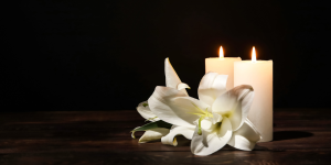Peace lily with candles