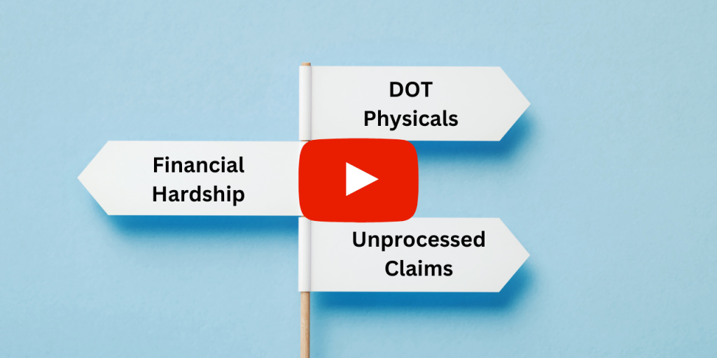 3 flags with DOT Physicals, Financial Hardhisp, and Unprocessed Claims.