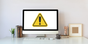 Warning sign on a computer