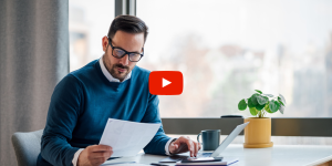 Professional reviewing documents