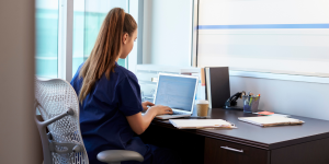 Doctor using a computer