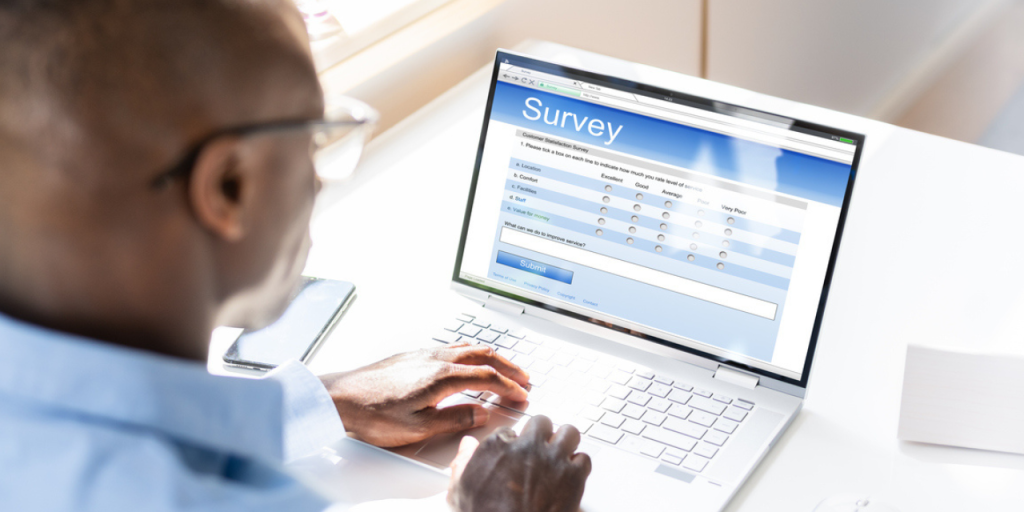 Person filling out a survey