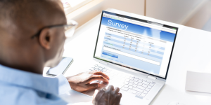 Person filling out a survey