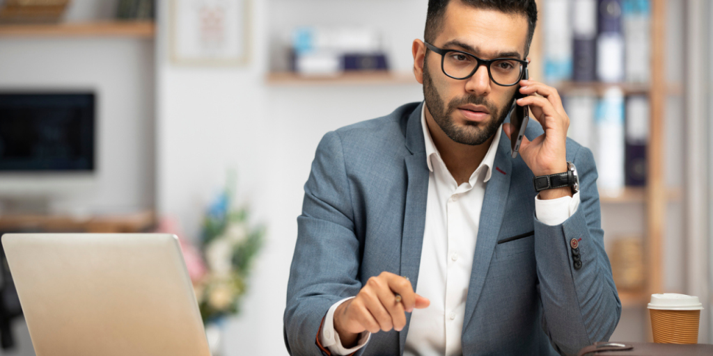 Professional talking on the phone