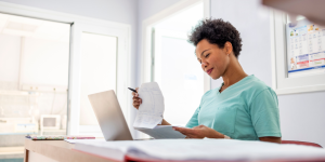 Doctor reviewing medical bills