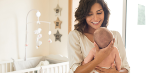 Mother holding baby
