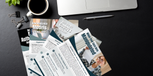 Flyers laying on a desk