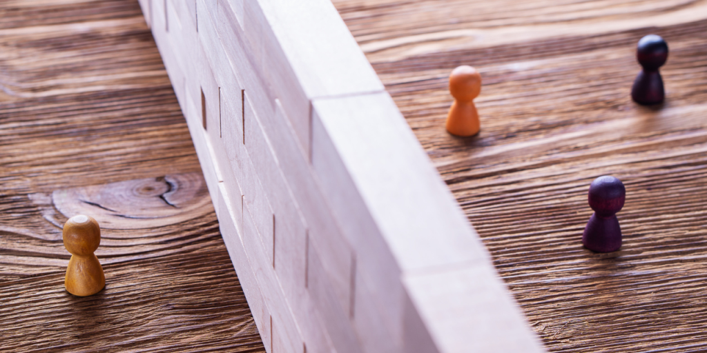 Pawns on different sides of a wall