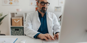 Doctor using a computer