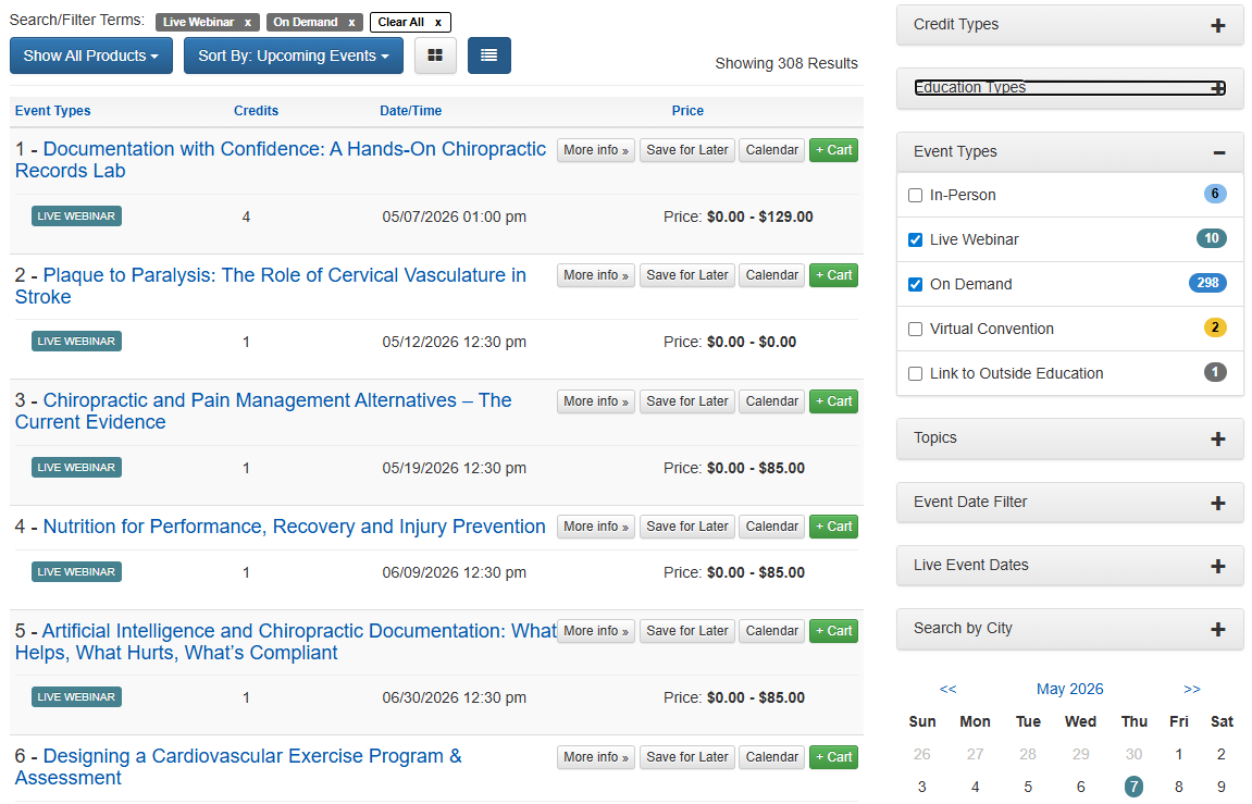 CME course listing