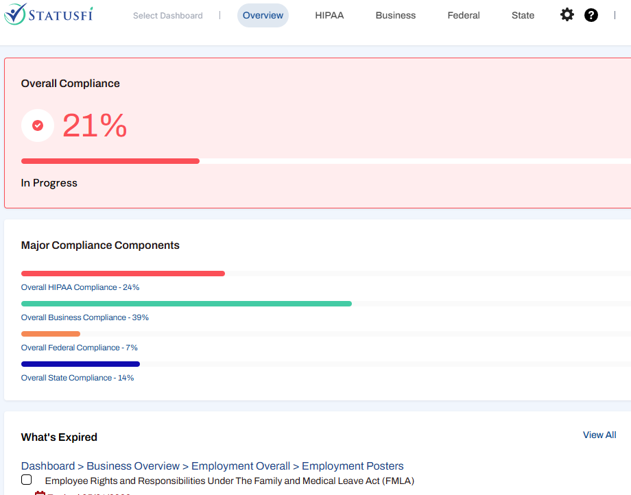 Statusfi compliance dashboard