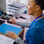 Medical professional entering medical notes