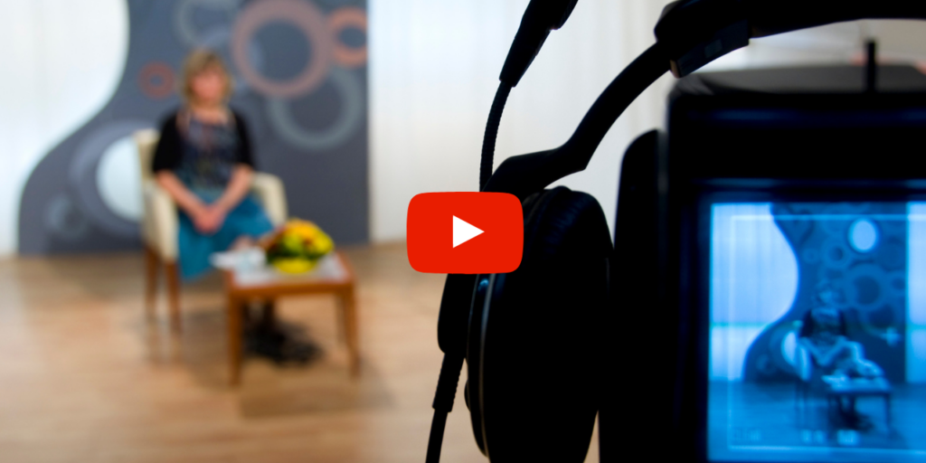 Person providing a video interview.