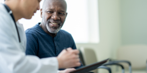 Medicare patient speaking with a healthcare professional